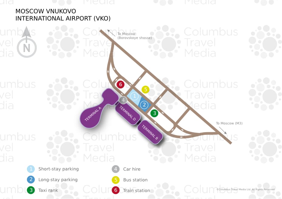 Mapa do aeroporto e dos terminais de Vnukovo (VKO)